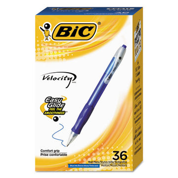 BIC® Velocity Easy Glide Ballpoint Pen Value Pack, Retractable, Medium 1 Mm, Blue Ink, Blue Barrel, 36-pack freeshipping - TVN Wholesale